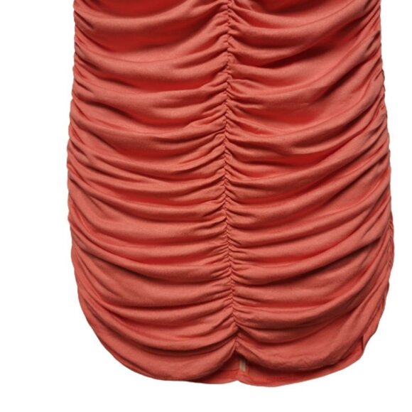𝅺CORAL Ruched V Neck Low Back Mini Dress Size M  Size L - NWOT - Picture 5 of 7